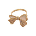 14K Gold Plated Zircon Bow Flower Open Ring For Women view 5