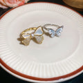 14K Gold Plated Zircon Bow Flower Open Ring For Women view 2