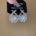 Light Luxury Geometric Round Faux Pearl Zircon Drop Earrings For Women view 4