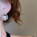Light Luxury Geometric Round Faux Pearl Zircon Drop Earrings For Women view 3
