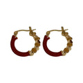 Red Enamel Alloy Irregular Geometric Round Pendant Drop Earrings Vintage Hong Kong Style view 5