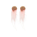 Light Luxury Feather Tassel Drop Earrings With Sparkling Rhinestones And Silver Needle Posts view 5