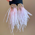 Light Luxury Feather Tassel Drop Earrings With Sparkling Rhinestones And Silver Needle Posts view 2