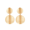 Brushed Alloy Round Pendant Drop Earrings, Exaggerated Geometric Statement Jewelry For Women view 5