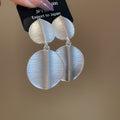 Brushed Alloy Round Pendant Drop Earrings, Exaggerated Geometric Statement Jewelry For Women view 4