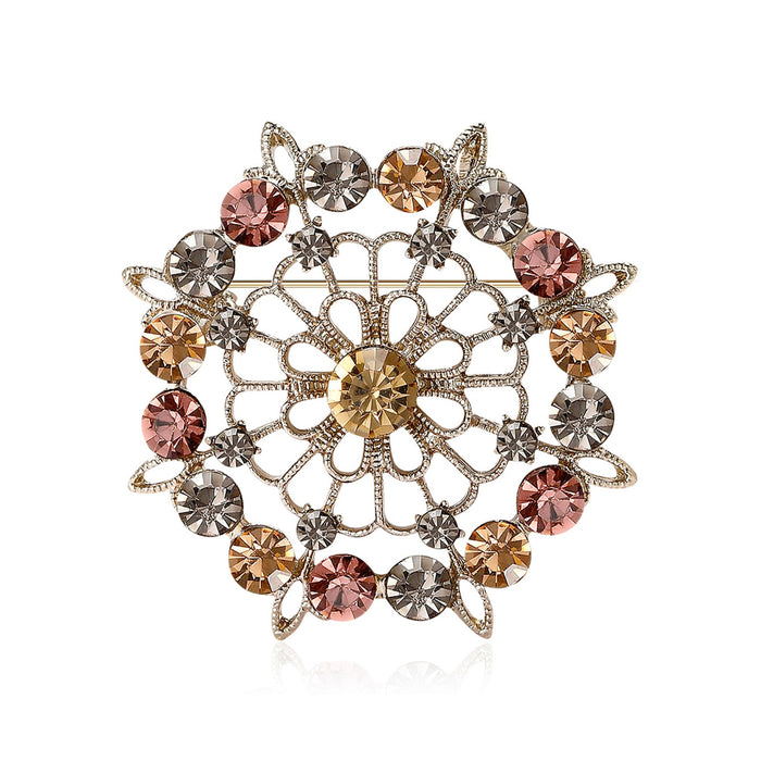 Alloy Rhinestone Sunflower Brooch Pin For Colorful Outfit Accessories