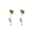Elegant Fresh Forest Green Enamel Leaf Koala Charm Alloy Crystal Tassel Drop Dangle Earrings view 5