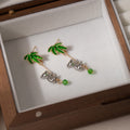Elegant Fresh Forest Green Enamel Leaf Koala Charm Alloy Crystal Tassel Drop Dangle Earrings view 3
