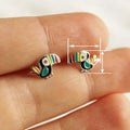 European American Metal Painted Oil Parrot Stud Earrings For Women Daily Commuter Cute Bird Jewelry view 4