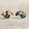 European American Metal Painted Oil Parrot Stud Earrings For Women Daily Commuter Cute Bird Jewelry view 1