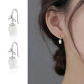 Korean Delicate Freesia Flower Hook Earrings, Fresh Elegant Acrylic Texture Floral Stud Jewelry view 2