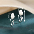 Korean Delicate Freesia Flower Hook Earrings, Fresh Elegant Acrylic Texture Floral Stud Jewelry view 4