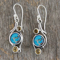 Vintage Distressed Faux Turquoise Drop Earrings, Qipao Elegant Classical Design Jewelry Accessories view 1