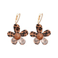 18K Gold Plated Acetate Flower Pendant Clip-On Drop Earrings Unique Casual Elegant Jewelry view 5