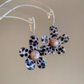 18K Gold Plated Acetate Flower Pendant Clip-On Drop Earrings Unique Casual Elegant Jewelry view 4