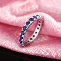 Simple Round Row Rhinestone Ring, Four Prong Setting Korean Geometric Commuter Jewelry view 2