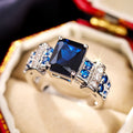 Women's Square Micro Pave Ring, Palace Style Four Prong Quadrilateral Jewelry With Premium Finish view 1