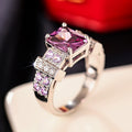 Women's Square Micro Pave Ring, Palace Style Four Prong Quadrilateral Jewelry With Premium Finish view 6