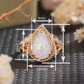 Waterdrop Faux Opal Ring With Twisted Metal Bezel Leaf Design Elegant Single Band Jewelry view 4