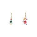 Cute Festive Christmas Santa Claus And Tree Enamel Pearl Alloy Hoop Drop Dangle Earrings view 5