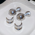 Alloy Rhinestone Mirror Round Ball Pendant Drop Earrings, Minimalist European Style view 1