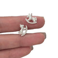Korean Style Sparkling Zircon Pony Copper Stud Earrings For Women, Minimalist Animal Design view 5
