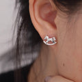 Korean Style Sparkling Zircon Pony Copper Stud Earrings For Women, Minimalist Animal Design view 3
