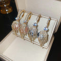 Light Luxury Resin Round Tassel Hoop Earrings With Sparkling Zircon Inlay And Silver Pins view 2