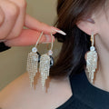 Light Luxury Resin Round Tassel Hoop Earrings With Sparkling Zircon Inlay And Silver Pins view 1