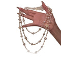 French Elegant Baroque Rhinestone Flower Multilayer Faux Pearl Sweater Necklace For Women view 5