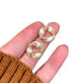 14K Gold Plated Copper Spiral Flower Stud Earrings With Rhinestone Inlay And Silver Posts view 5