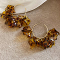 Acrylic Leopard Print Petal C-Shaped Hoop Earrings Retro Maillard Floral Stud Style view 4