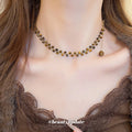Vintage Maillard Style Stainless Steel Tiger Eye Round Bead Pendant Necklace For Women view 3
