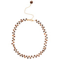 Vintage Maillard Style Stainless Steel Tiger Eye Round Bead Pendant Necklace For Women view 5