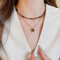 Vintage Tiger Eye Stone Round C Hoop Earrings Necklace Ring Jewelry Set For Women view 2