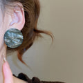 Vintage Acrylic Geometric Round Square Pendant Drop Earrings With Silver Needle Posts view 3