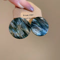 Vintage Acrylic Geometric Round Square Pendant Drop Earrings With Silver Needle Posts view 4