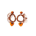 Retro Maillard Fabric Mesh Pom Ball Oval Rhinestone Drop Earrings With Silver Pin view 5