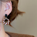Vintage Alloy Geometric Round Rhinestone Enamel Drop Earrings For Women view 3