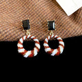 Vintage Alloy Geometric Round Rhinestone Enamel Drop Earrings For Women view 4