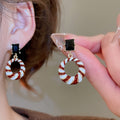 Vintage Alloy Geometric Round Rhinestone Enamel Drop Earrings For Women view 1
