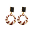 Vintage Alloy Geometric Round Rhinestone Enamel Drop Earrings For Women view 5
