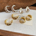 Vintage Alloy Enamel C Shape Geometric Round Drop Earrings For Women Maillard Style view 4