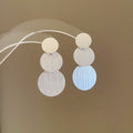 European American Style Geometric Round Brushed Metal Tassel Drop Earrings For Women view 4