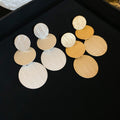 European American Style Geometric Round Brushed Metal Tassel Drop Earrings For Women view 2