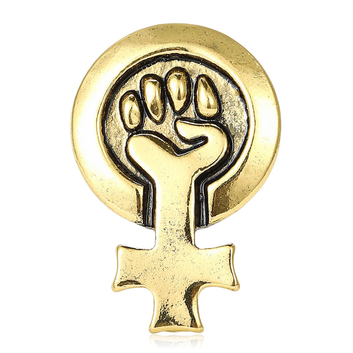 Vintage Alloy Enamel Feminist Medal Brooch For Fashion Apparel Accessories