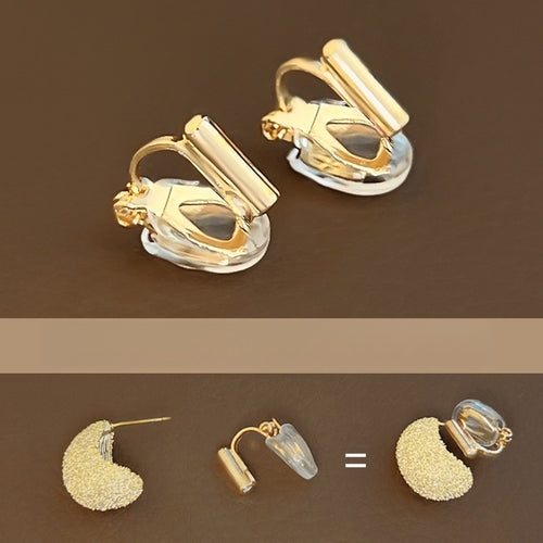 Korean Minimalist Copper Geometric Round Adjustable Screw Clip-on Earrings For Women