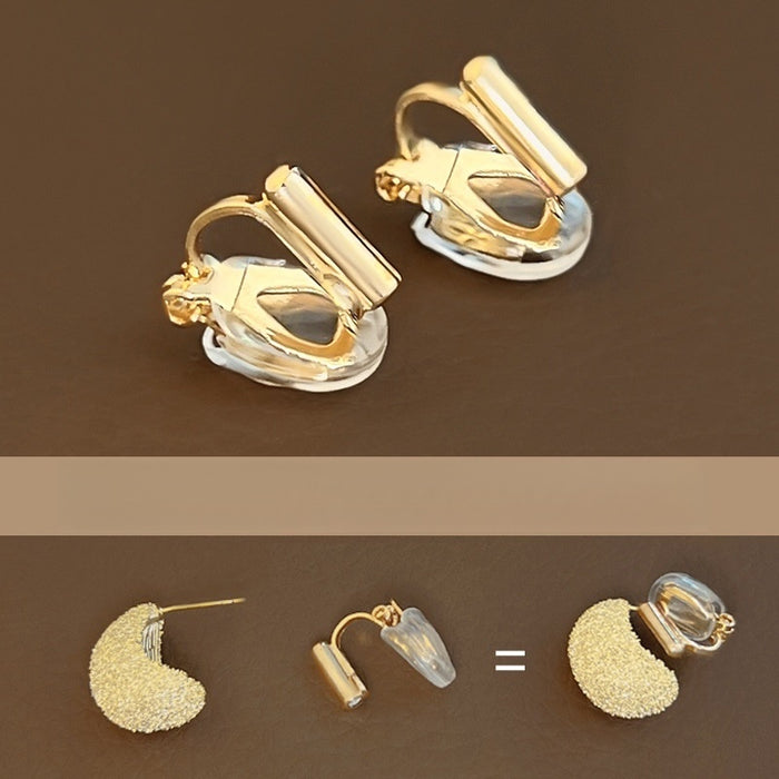 Korean Minimalist Copper Geometric Round Adjustable Screw Clip-on Earrings For Women