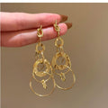 Style Copper Geometric Hollow Round Wrapped Pendant Drop Earrings For Women view 5