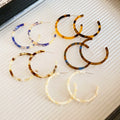 Vintage Ethnic Resin C-Shaped Stud Earrings With Silver Pins Geometric Round Minimalist Ear Jewelry view 3